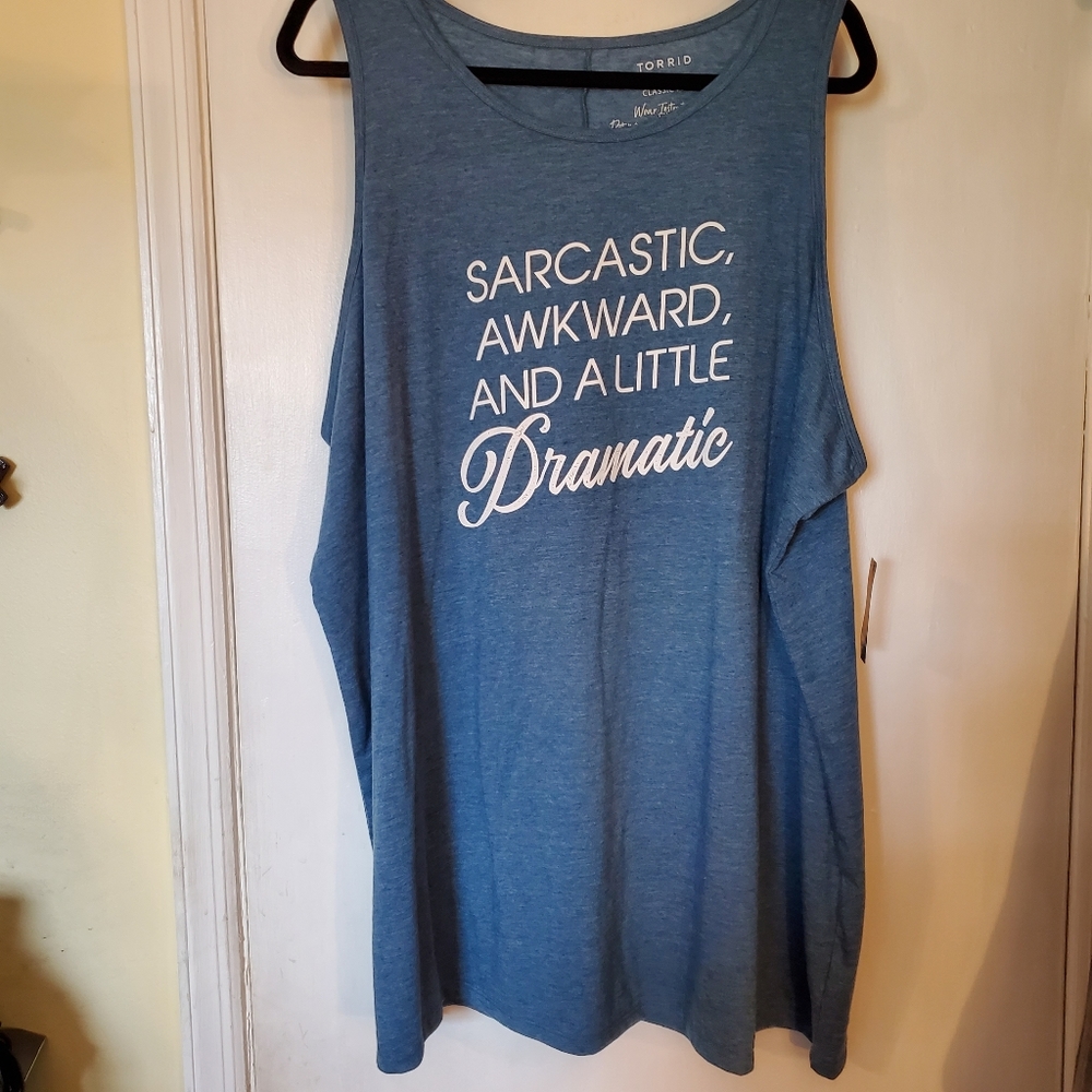 Torrid NWT blue Sarcastic Akward and a Little Dramatic size 4 tank top